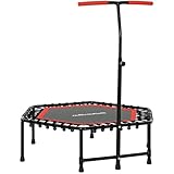 SPORTNOW Trampoline de Fitness 114 cm avec Cordes élastiques, poignée réglable sur 3 Positions, Trampoline d'exercice Charge 100 kg Stable et Silencieux pour entraînement intérieur, Rouge