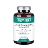 Konjac Glucomannane 3000mg Contribue à la Perte de Poids Dans Régime Hypocalorique - Bitartrate de Choline + Picolinate de Chrome Vitamines B3 D3-120 Gélules Végétales Glucomannan Complex Nutralie
