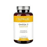 Oméga 3 Capsules 2000mg - EPA et DHA 1257 mg - Vitamines D et E - Huile de Poisson - 60 Gélules Fish Oil Omega 3 Nutralie