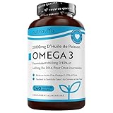 Omega 3 Huile de Poissons 2000mg - 240 Gélules (120 Jours) - Haute Concentration en EPA (660mg) & DHA (440mg) Soutien Fonction Cardiaque et une Vision Normale - Fabriqué par Nutravita