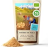NaturaleBio Maca Bio en Poudre 1kg. Organic Peruvian Yellow Maca Root Powder. Gélatinisée, Naturelle et Pure. Produite au Pérou à partir de Racines Biologiques